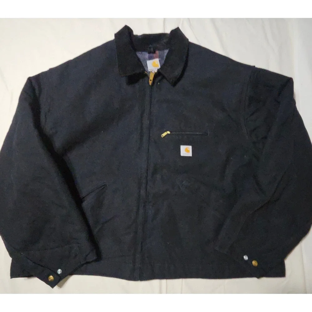 Carhartt Detroit Jacket Mens 4XL Black Blanket Lined Duck Canvas J0001 BLK USA